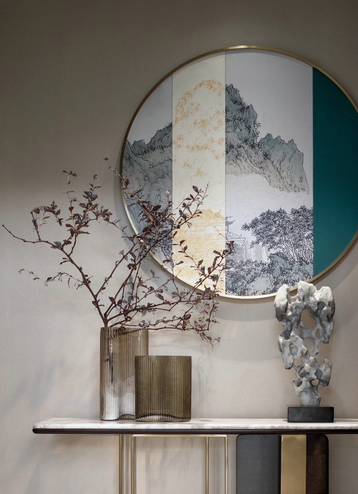 新中式风格室内家装案例效果图-玄关 新中式风格室内家装案例效果图-玄关