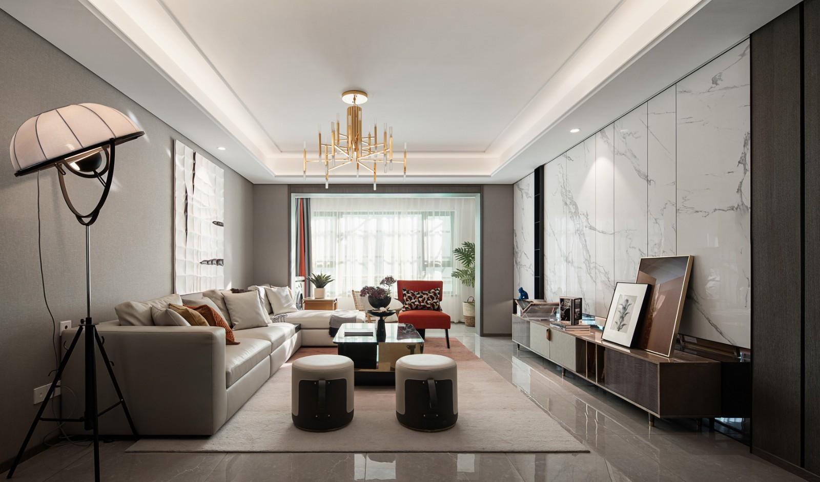 现代轻奢风格室内设计家装案例-客厅 现代轻奢风格室内设计家装案例-客厅